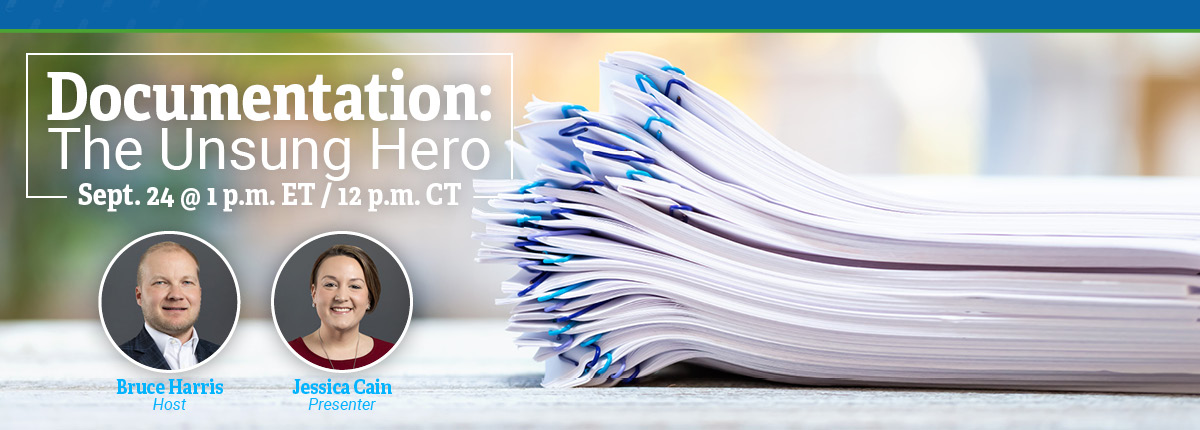 Promotional image for the 'Documentation: The Unsung Hero' webinar